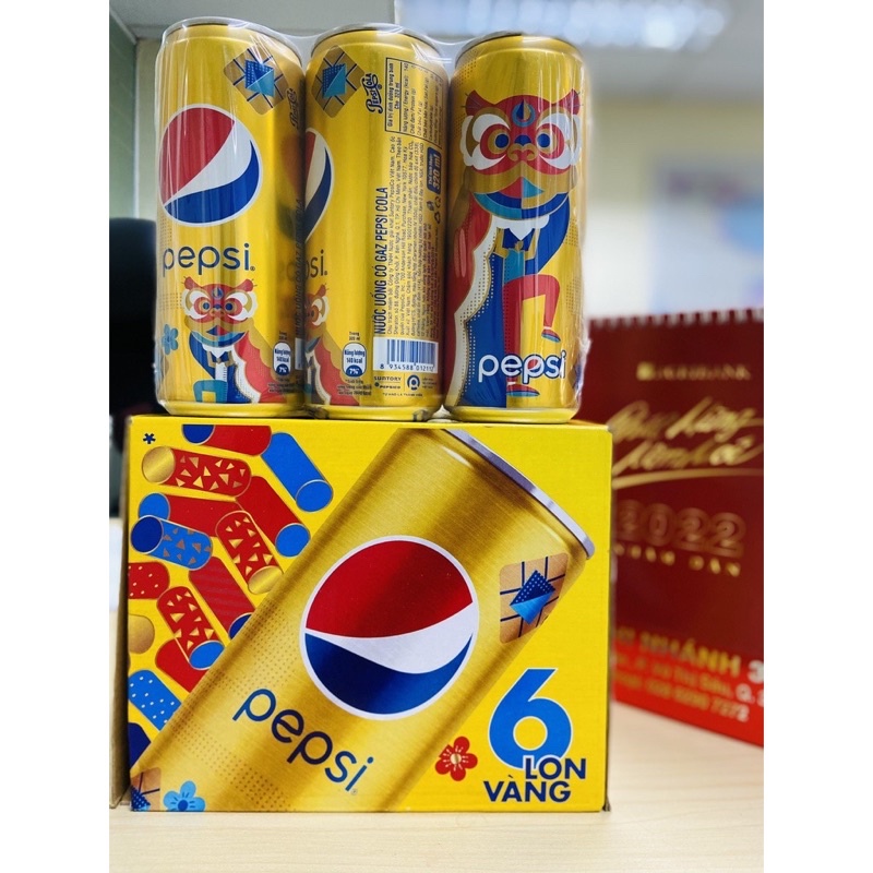 pepsi vàng kỳ lân- phiên bản Tết- hộp 6 lon- lon 330ml