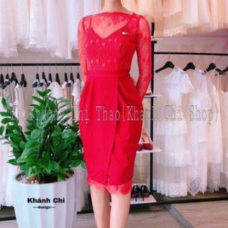 Đầm body tay ren