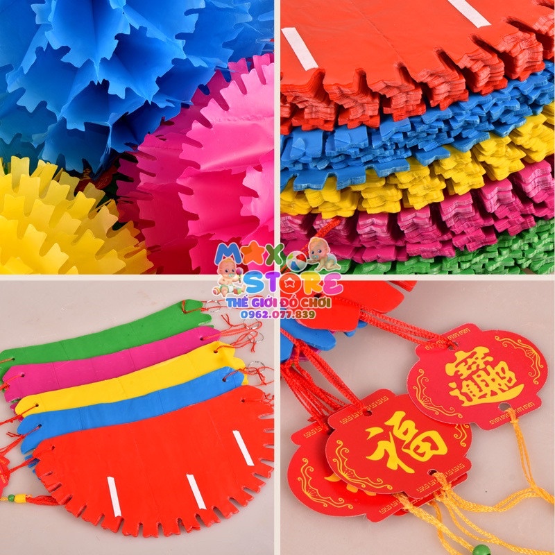 Đèn Lồng Răng Cưa Đèn Cẩm Tú Cầu 36cm Trang Trí Trường Lớp Nhà Cửa Lễ Tết Nhiều Màu Đẹp