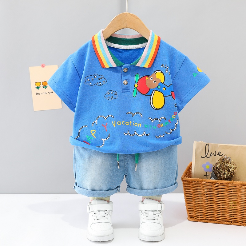 Bộ Trang Phục Thể Thao 2 Món Bằng Cotton Thời Trang Mùa Hè Cho Bé 0-5 Tuổi
