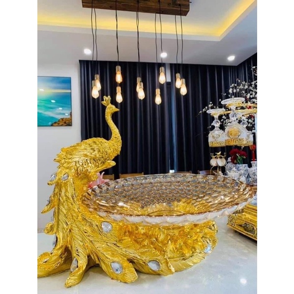 Khay đựng hoa quả/ Đĩa Chim Công cắm hoa đựng hoa quả quà tặng ý nghĩa