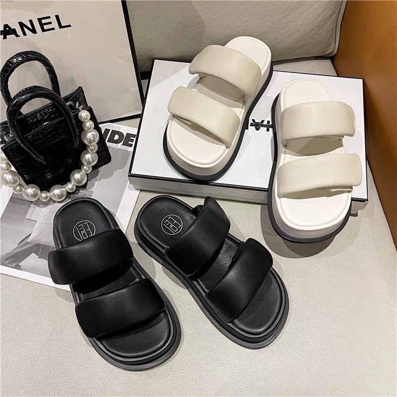 Dép Nữ Quai Ngang 2 Quai Bánh Mì Cao 3cm QC Cao Cấp TRINH LÊ SHOP GIÀY DÉP