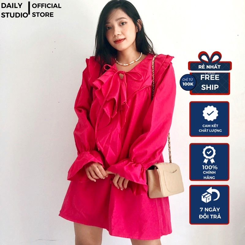 Đầm babydoll hồng cánh sen xoè kiểu dáng công chúa xinh xắn ulzzang Áo babydoll,Váybabydoll dáng ngắn Hàn Quốc
