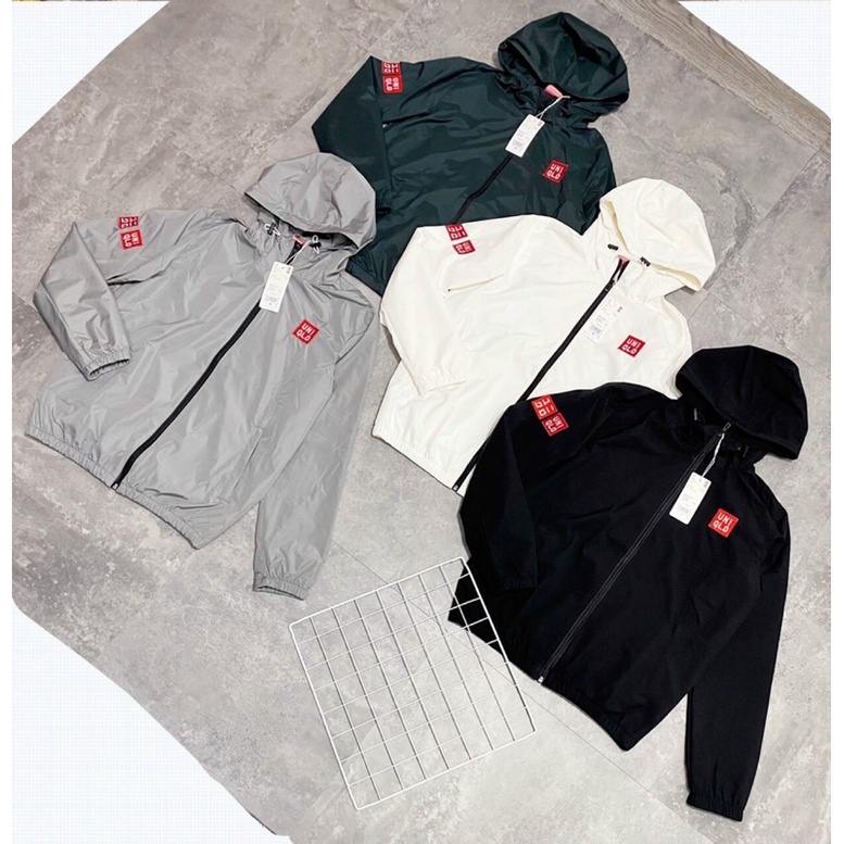 Áo khoác gió Uniqlo hai lớp có mũ thời trang nam, Áo gió dài tay đơn giản dễ mặc phong cách hàn quốc btshop 45 đến 75 kg