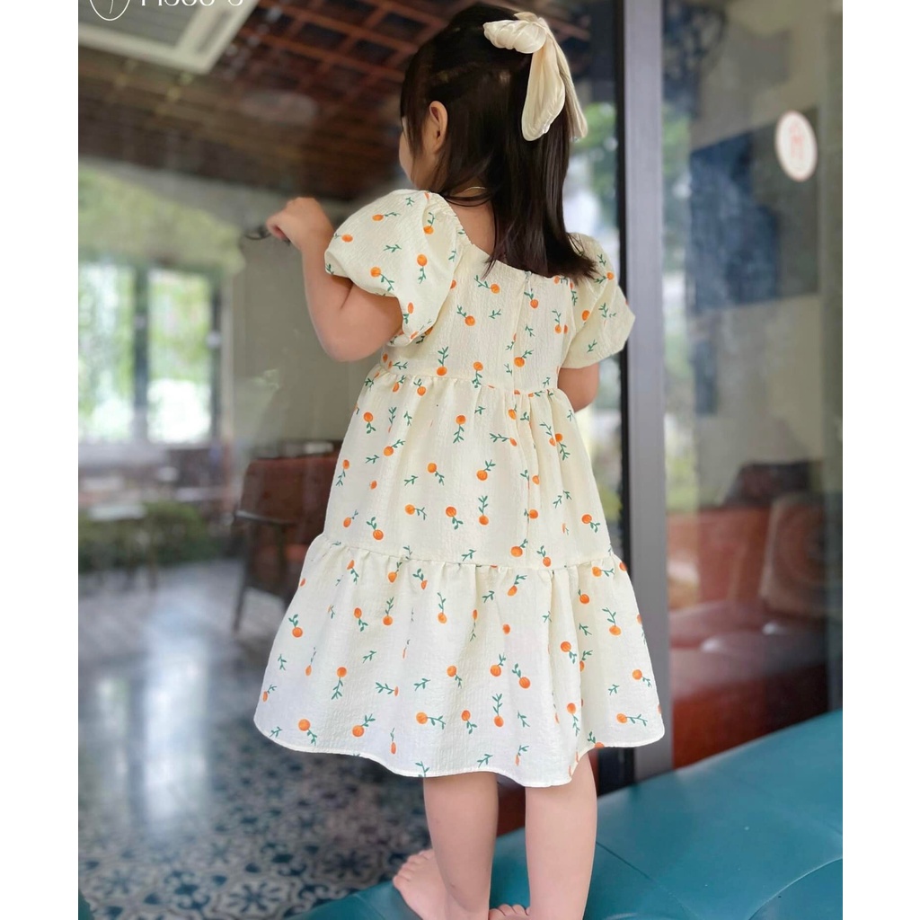 Váy bé gái Sofia quả cam tay phồng tiểu thư siêu xinh