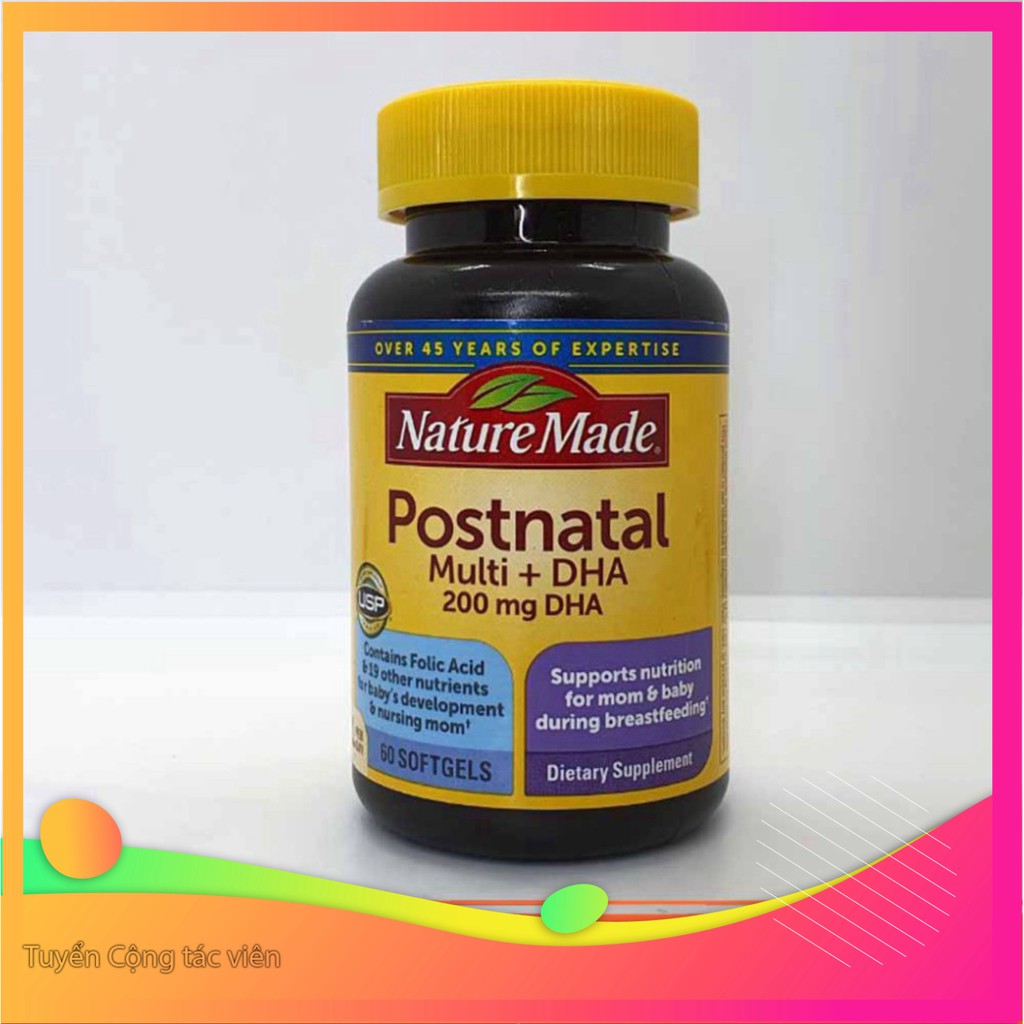 SALE LỚN 80% Vitamin sau sinh Postnatal Multi +DHA Nature made - Postnatal 200mg DHA SALE LỚN 80%