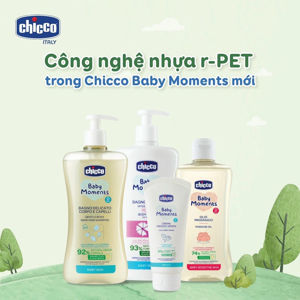 Combo Sữa tắm gội chiết xuất Hoa cúc 0M+ Chicco 500ml + Sữa tắm gội chiết xuất Hoa cúc 0M+ Chicco 500ml (mới)