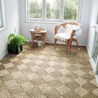 Thảm cói chữ nhật trải sản, decor tiện ích hàng xuất khẩu HUNGPHUC size 90cm x 90cm