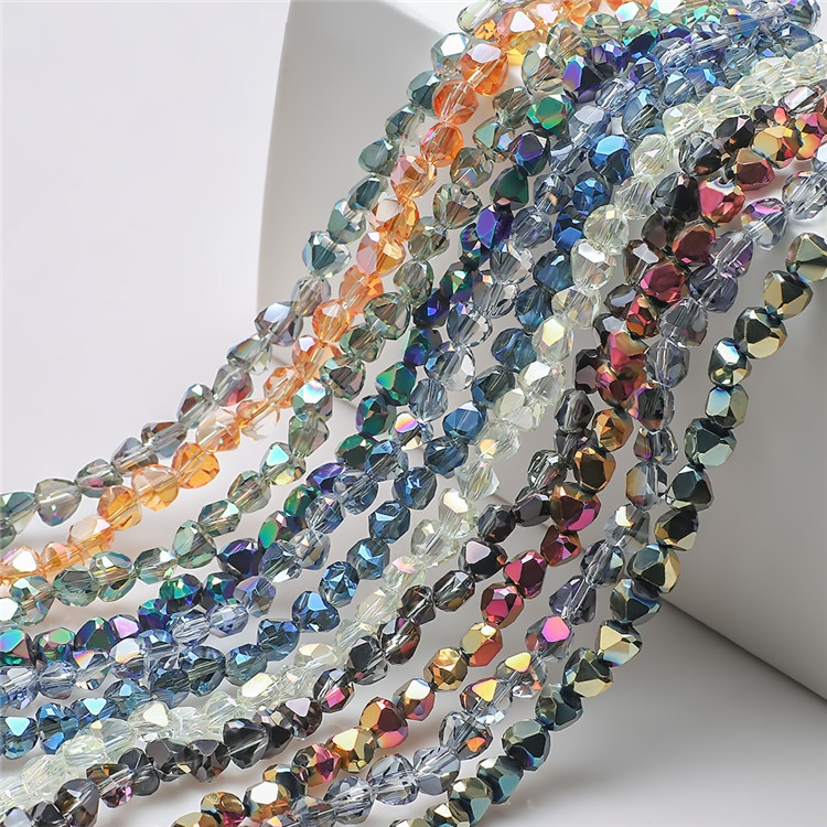 Set 80 Hạt Thủy Tinh Hình Trái Tim 8mm Nhiều Màu Dùng Làm Trang Sức Thủ Công