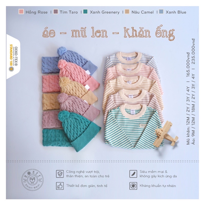 Set khăn và mũ len dành cho bé