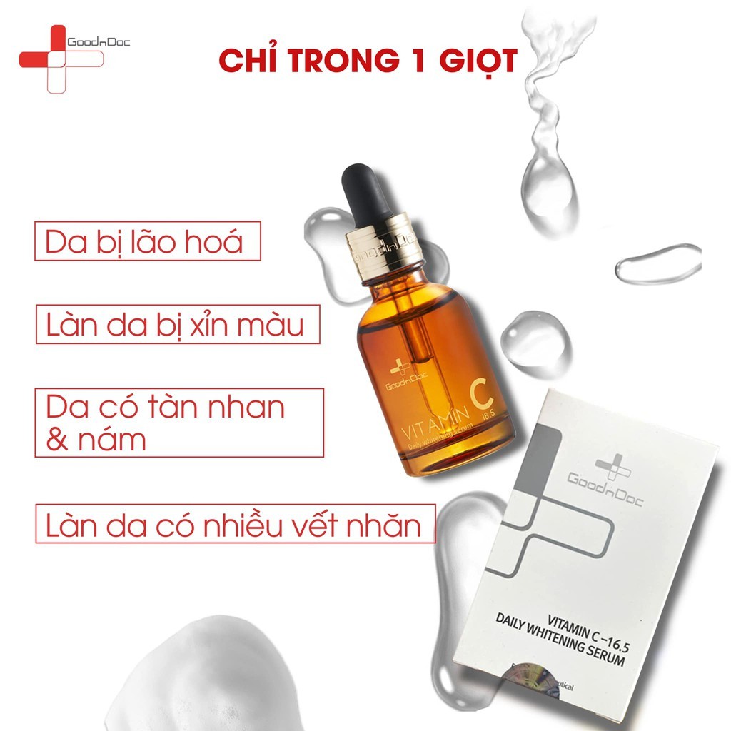 Serum Vitamin C sáng da, mờ thâm Goodndoc Vitamin C 16.5 Daily Whitening 30ml