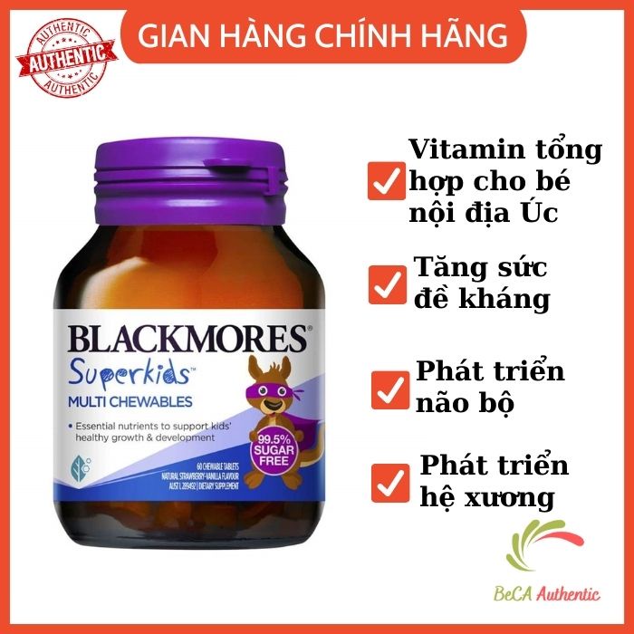 Vitamin Tổng Hợp Cho Bé - Blackmores Superkids Multi Chewables 60 Viên hàng ÚC chính hãng