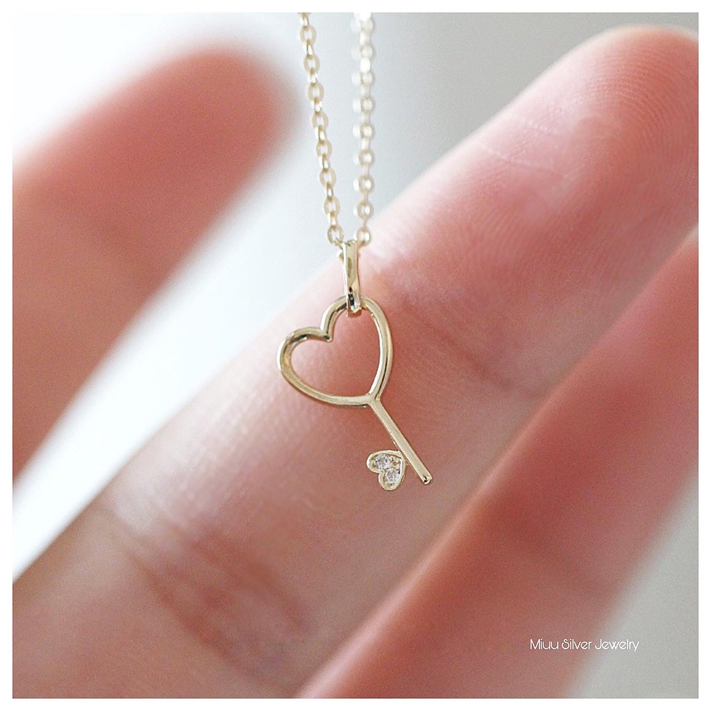 Dây chuyền nữ Miuu Silver, vòng cổ mạ vàng 14K chìa khóa tình yêu Key Love