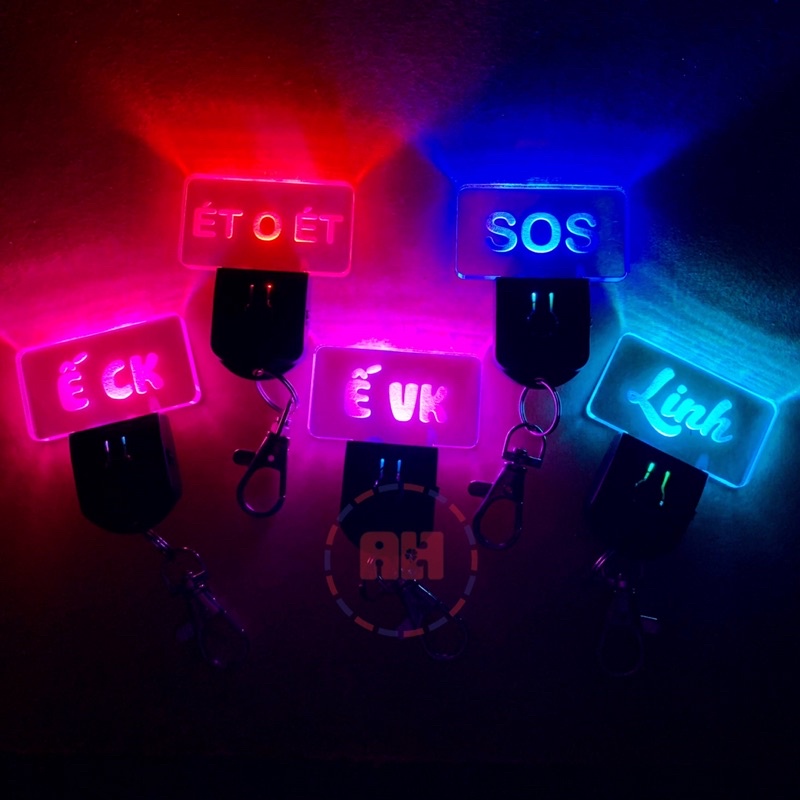 Móc khoá tên theo yêu cầu, móc khoá chữ led theo yêu cầu