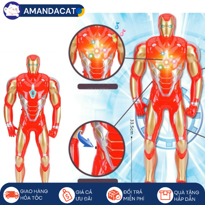 [Hàng sẵn] Đồ Chơi Siêu Nhân Người Sắt Iron Man - Có Phát Nhạc Và Đèn