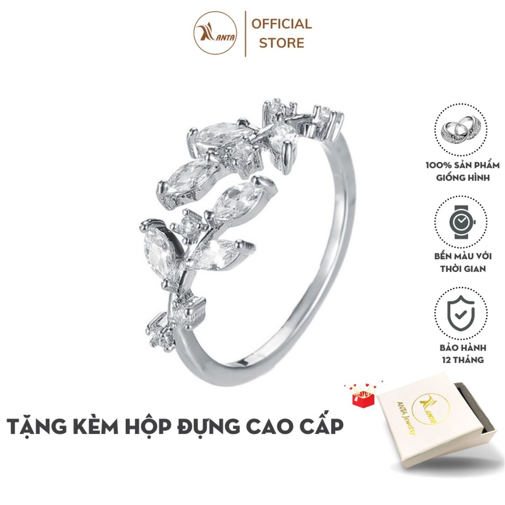 Nhẫn hở dành cho nữ kiểu dánh chiếc lá hình giọt sương ANTA Jewelry ATJ7007