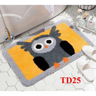 Thảm lông 3D lau chân cửa TD25 thảm nhà tắm, phòng ngủ lông dày dài siêu thấm mềm mại chống trượt in hình 3 D sắc nét