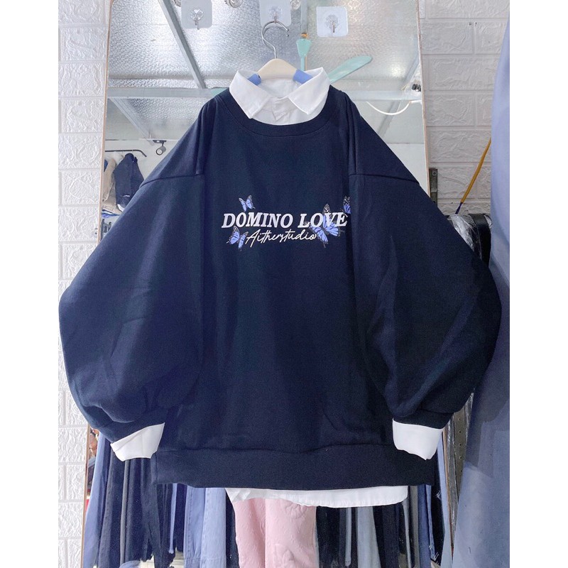 Áo Sweater Nỉ Tay Dài Trần Bông Domio Unisex Ullzang(Có video, Ảnh thật) | BigBuy360 - bigbuy360.vn