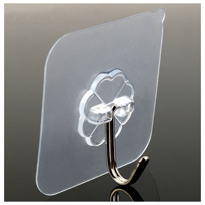 MOLAMGO Bộ 8 móc treo đồ dán tường màu trong suốt tiện dụng 6*6cm