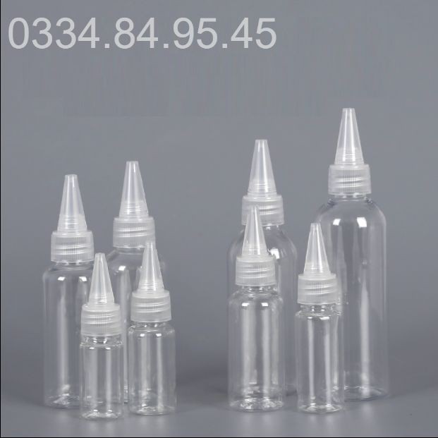 [50 - 100] Chai nhựa pet nắp nhọn 5ml 10ml 15ml 20ml 30ml 50ml 100ml - Lọ chiết mỹ phẩm, chiết mực du lịch