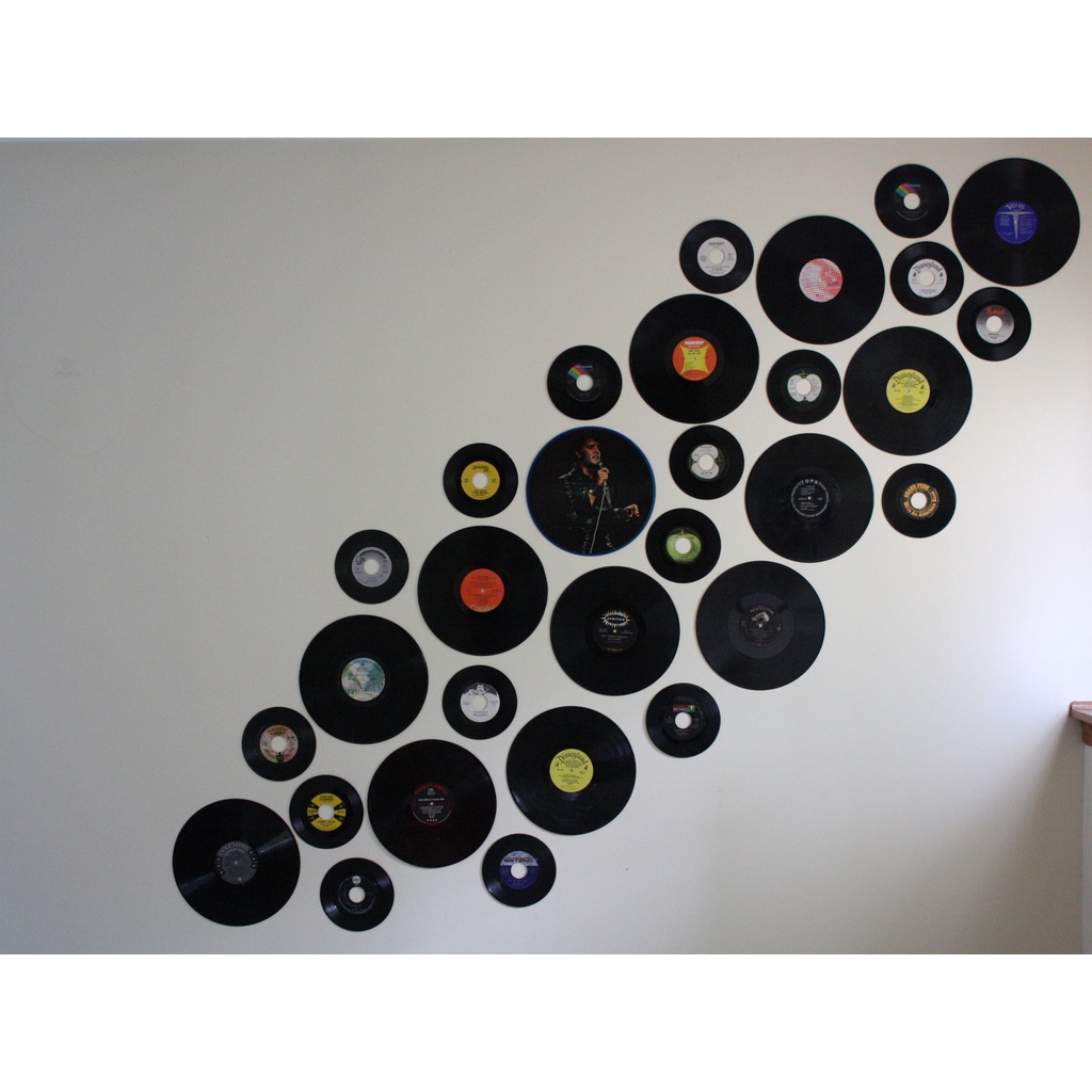 Mô hình đĩa than vinyl decor đường kính 10,5cm, trang trí retro phòng trà/ ghi âm, quán cà phê