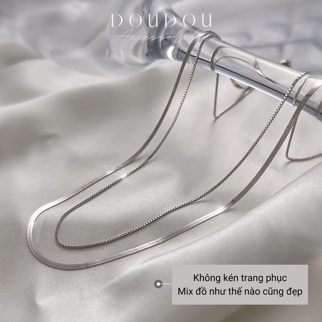 Dây chuyền nữ đẹp DOUDOU Dây chuyền nữ 2 tầng chất liệu bạc 925 phong cách Hàn Quốc thời trang XL001