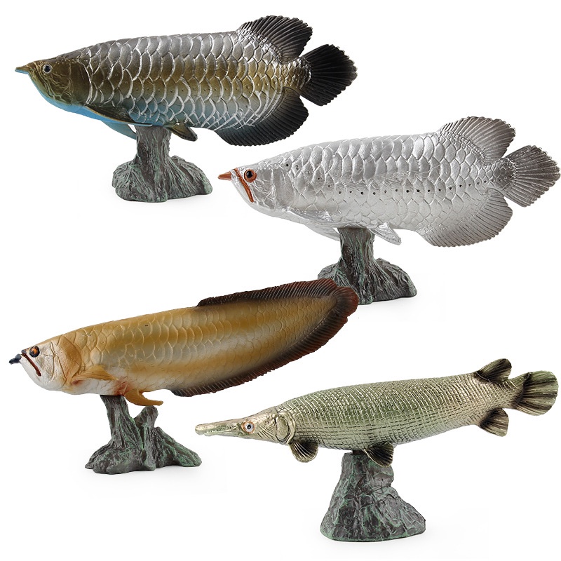 Mô Hình Động Vật Biển Arowana Màu Vàng / Bạc Bằng Nhựa Dễ Thương Cho Bé