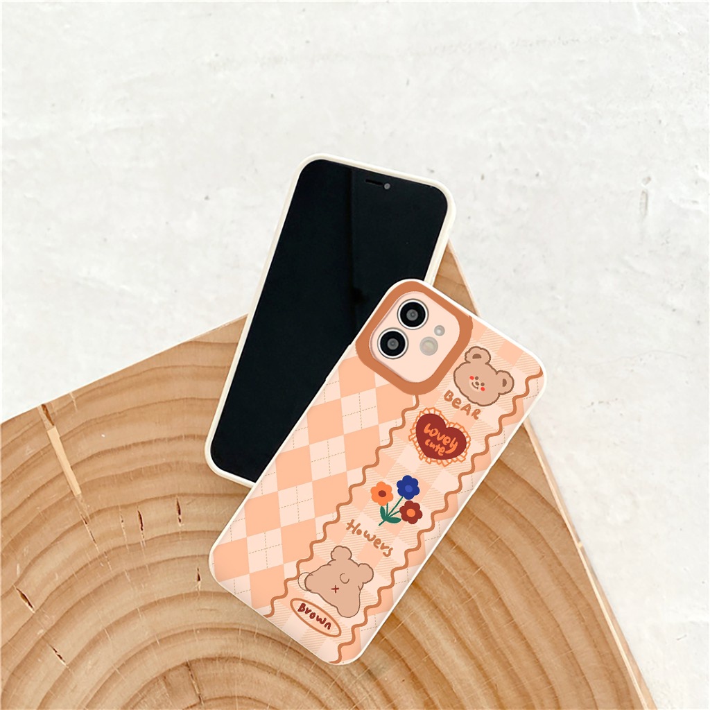 Ốp iphone trending bear lovely iphone case 13 12 11 Pro Max XR XS Max 7 8 Plus X vuông cạnh bảo vệ camera