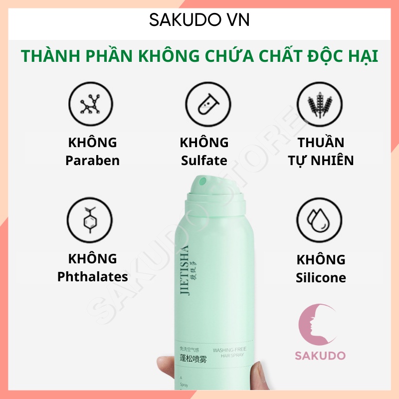 Dầu gội khô hết ngứa, hết bết dính tóc, tóc bồng bềnh tức thì, dầu gội khô dạng xịt 150ml SKD032