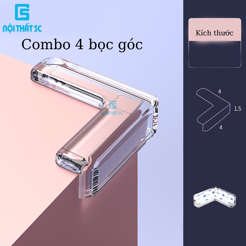 [COMBO KHUYẾN MẠI] 4 miếng bọc góc mặt bàn bằng Silicon dẻo, miếng dán bảo vệ cạnh bàn tránh va đập an toàn cho trẻ nhỏ