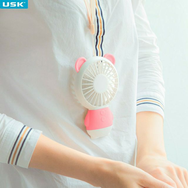 Quạt mini cầm tay tai thỏ siêu dễ thương - quạt tích điện