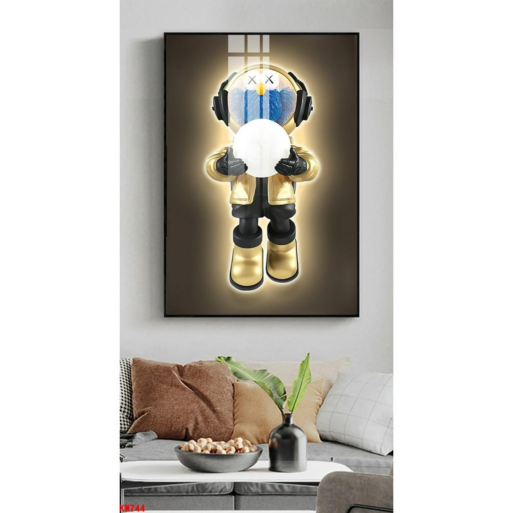 Tranh treo tường- Tranh Laminate tráng gương GẤU BEARBRICK- GẤU KAWS- Kích thước 60x90cm