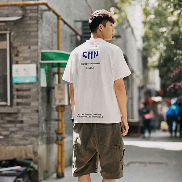 Áo Thun 100% Cotton Tay Ngắn Dáng Rộng In Họa Tiết Đơn Giản Thời Trang Mùa Hè Phong Cách Nhật Bản Cho Nam Giới