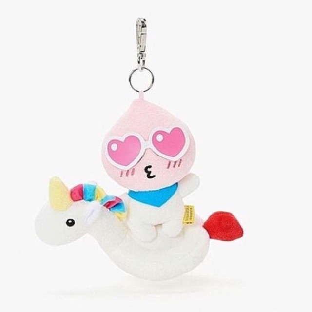 Móc khoá gấu bông đào cưỡi thiên nga/ rian cưỡi hạc mặc đồ bơi chính hãng còn tag