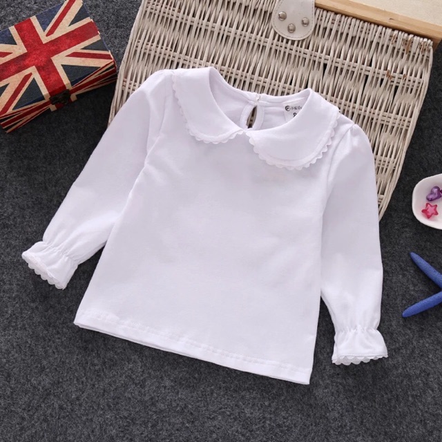 Áo dài tay cổ sen tay bèo cho bé gái sz 1-4 tuổi