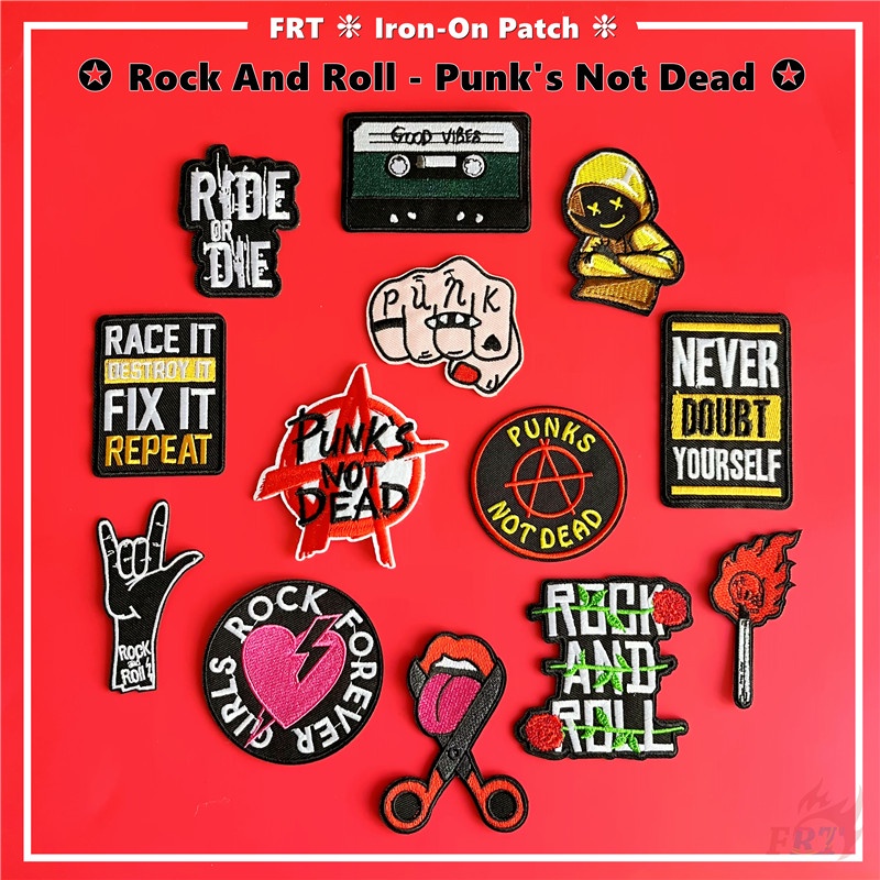 ☸ Rock and Roll - Miếng Dán Patch Kiểu Punk ☸ 1 Sticker Ủi Thêu Hình Huy Hiệu