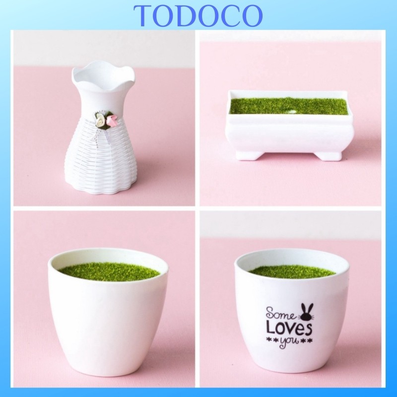 Chậu trồng cây kèm cỏ phủ xanh TODOCO trang trí để bàn đám cưới, cắm bình decor phòng khách, bàn thờ cao cấp