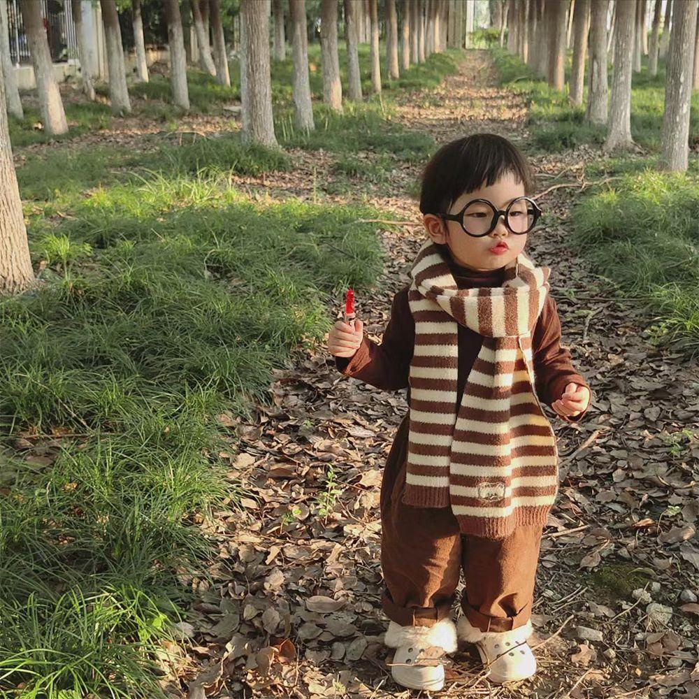 Anemone Khăn Choàng Cổ Đan Len Họa Tiết Kẻ Sọc Caro Thoải Mái Ngoài Trời Cho Bé Trai