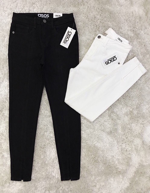 Quần skinny 9 tấc lưng cao xẻ ống Asos