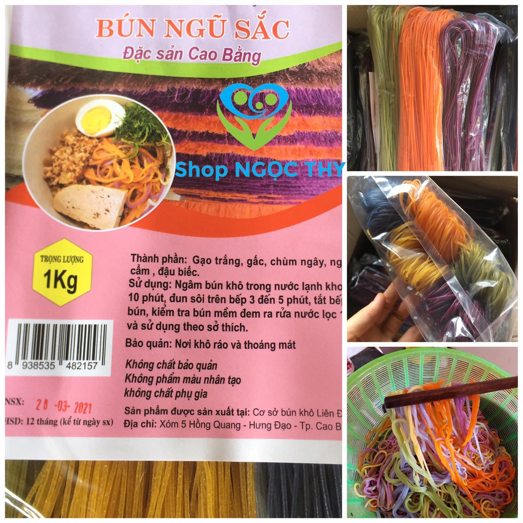 1KG Bún ngũ sắc đặc sản Cao Bằng, bún làm từ rau củ lá rừng tự nhiên
