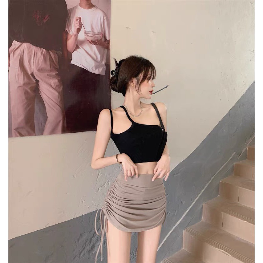 Chân váy dây rút cạp cao sexy