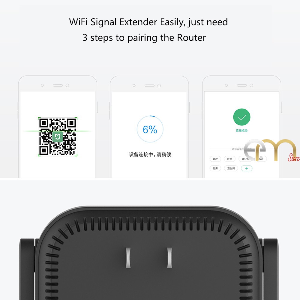 Kích sóng Xiaomi Mi Wifi Repeater Pro phiên bản mới 300 Mbps