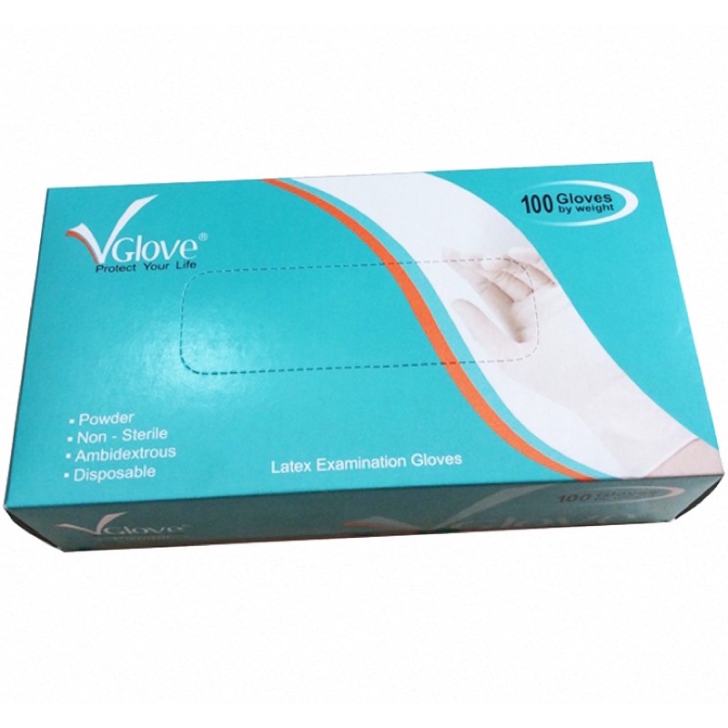 Hộp 100 chiếc găng tay y tế có bột Latex VGlove