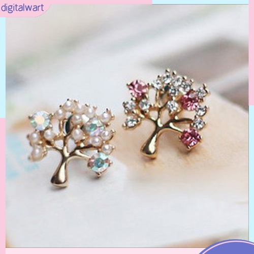 Cặp khuyên tai thiết kế hình cây đính đá lấp lánh và ngọc trai nhân tạo sang trọng dành cho nữ