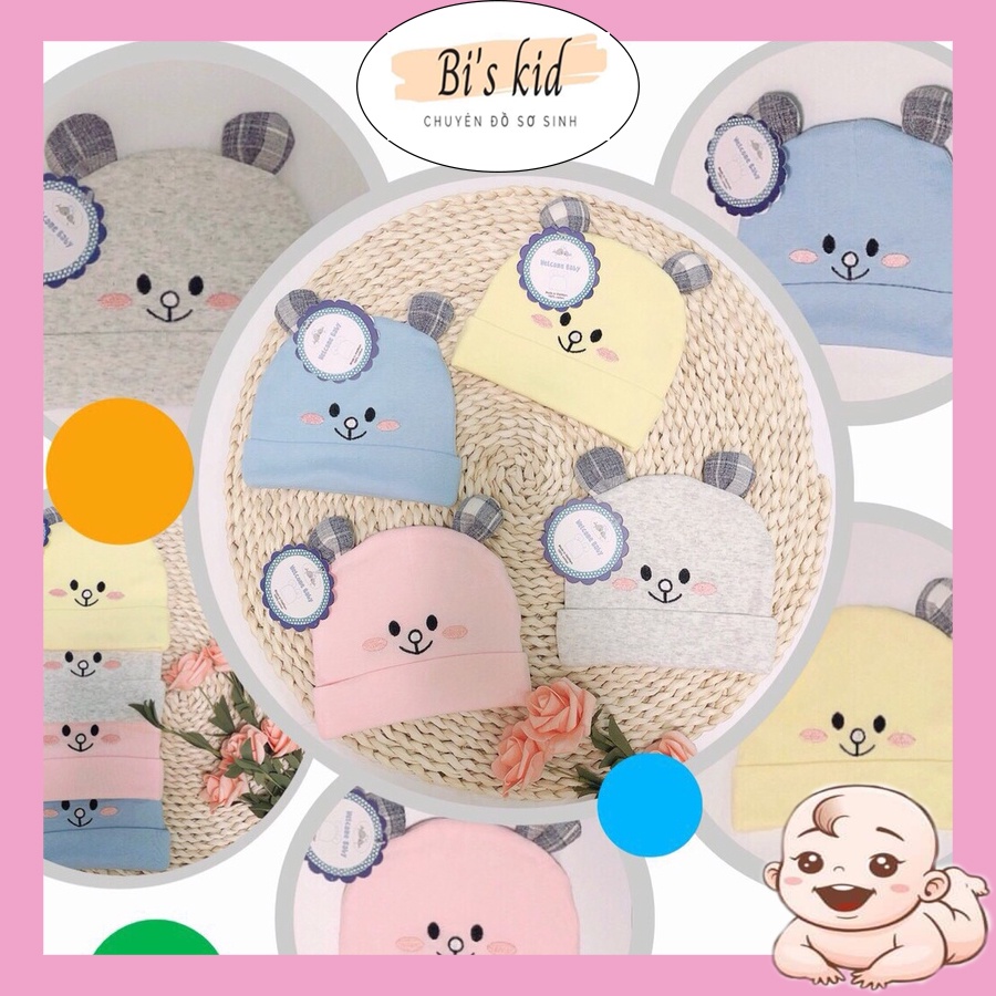 Mũ nỉ cotton thu đông cho bé từ 3-9m