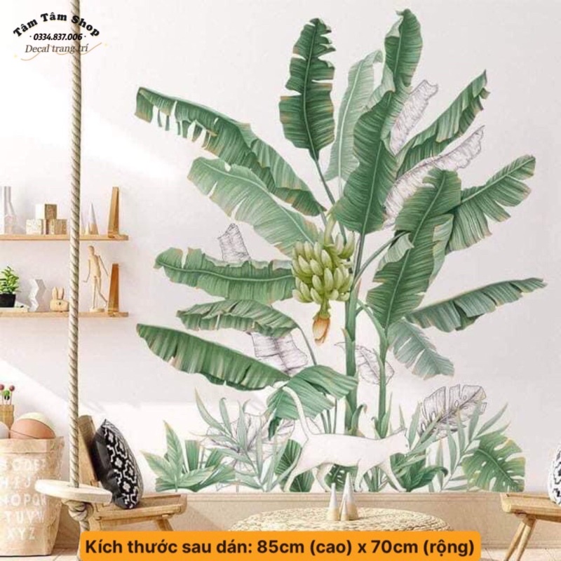 Tranh dán tường cây chuối trang trí phòng khách ,sẵn keo dán.
