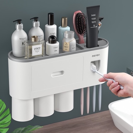 Bộ Nhả Kem Đánh Răng Tự Động, Kệ Để Bàn Chải Đánh Răng Dán Tường OENON