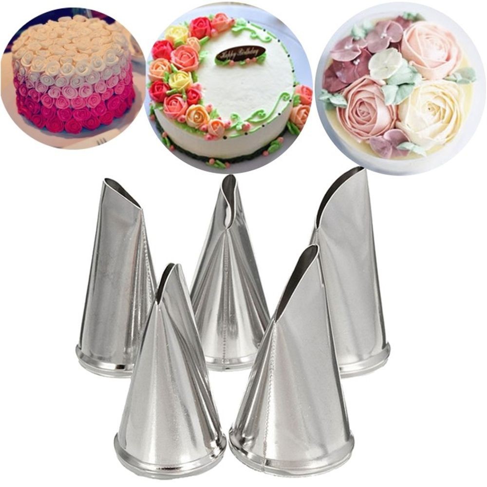 5 Pcs/Set Flower Rose Icing Piping Nozzles Cream Petal Pastry Cake Decorating Tips