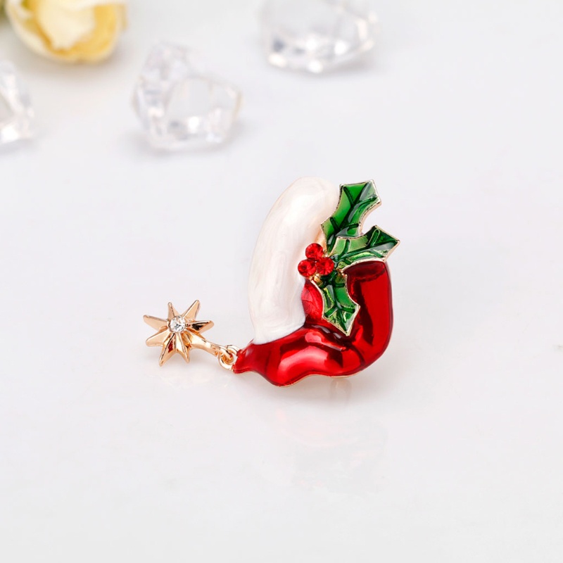 Trâm Cài Áo Hình Chiếc Nón Đỏ / Xanh Lá Tráng Men Xinh Xắn Cho Bé Gái