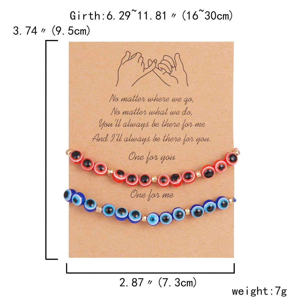 1/2 Vòng đeo tay RINHOO FRIENDSHIP dây bện hình mắt quỷ có thể điều chỉnh